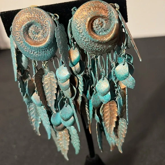 Sarah Coventry & Copper brushed on Turquoise Clip On Earrings. 2 pair. - Picture 2 of 16